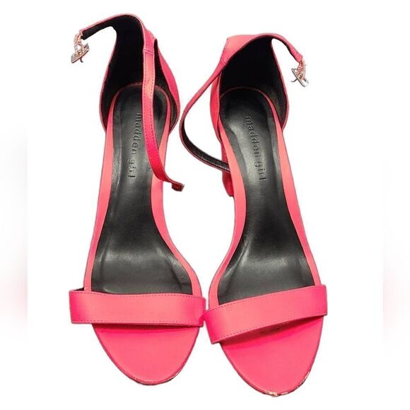 Madden Girl Women's Beella Bright Neon Pink Patent Leather Block Heel Sandal 9 - Picture 11 of 15